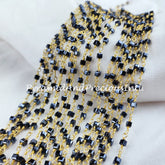 Square Black Onyx Beaded Rosary Chain, 2.5mm Beaded Gold Plated Chain, Jewelry Findings, 3D Square Box Chain – SELLING BY FOOT